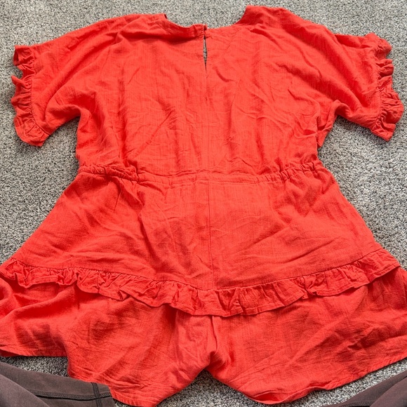 Umgee ruffle romper orange linen - Picture 4 of 4
